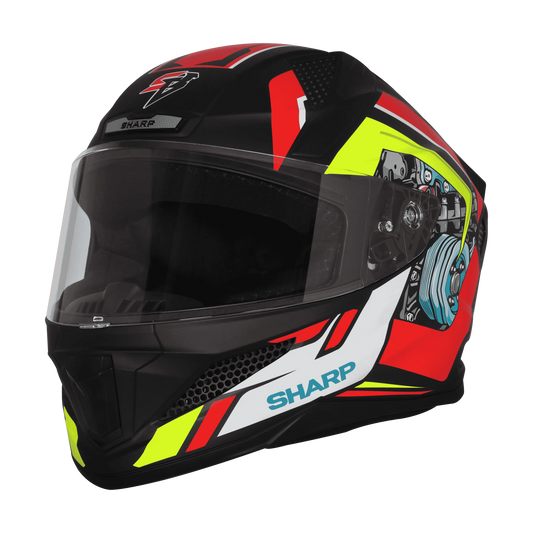 STEELBIRD Sbh 25 Sharp Spiky Black Red Full Face Helmet