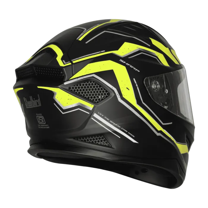Steelbird Sbh 25 Sharp Spiky Matt Black Neon Full Face Helmet