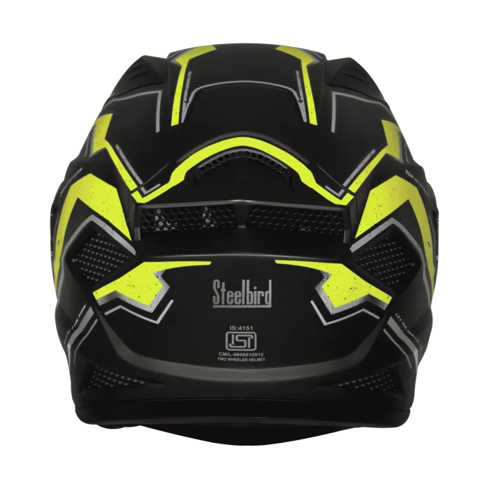 Steelbird Sbh 25 Sharp Spiky Matt Black Neon Full Face Helmet