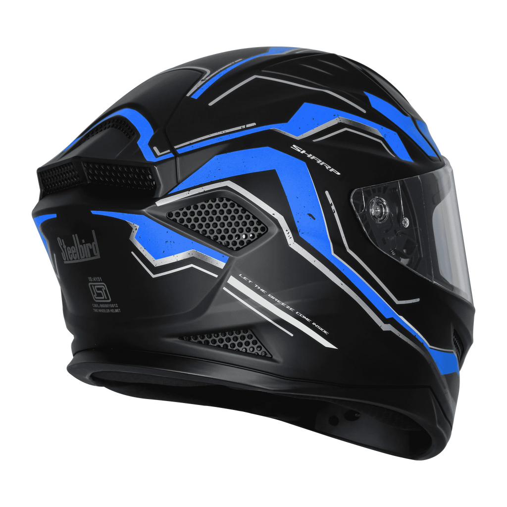 Steelbird Sbh 25 Sharp Spirit Black Blue Full Face Helmet