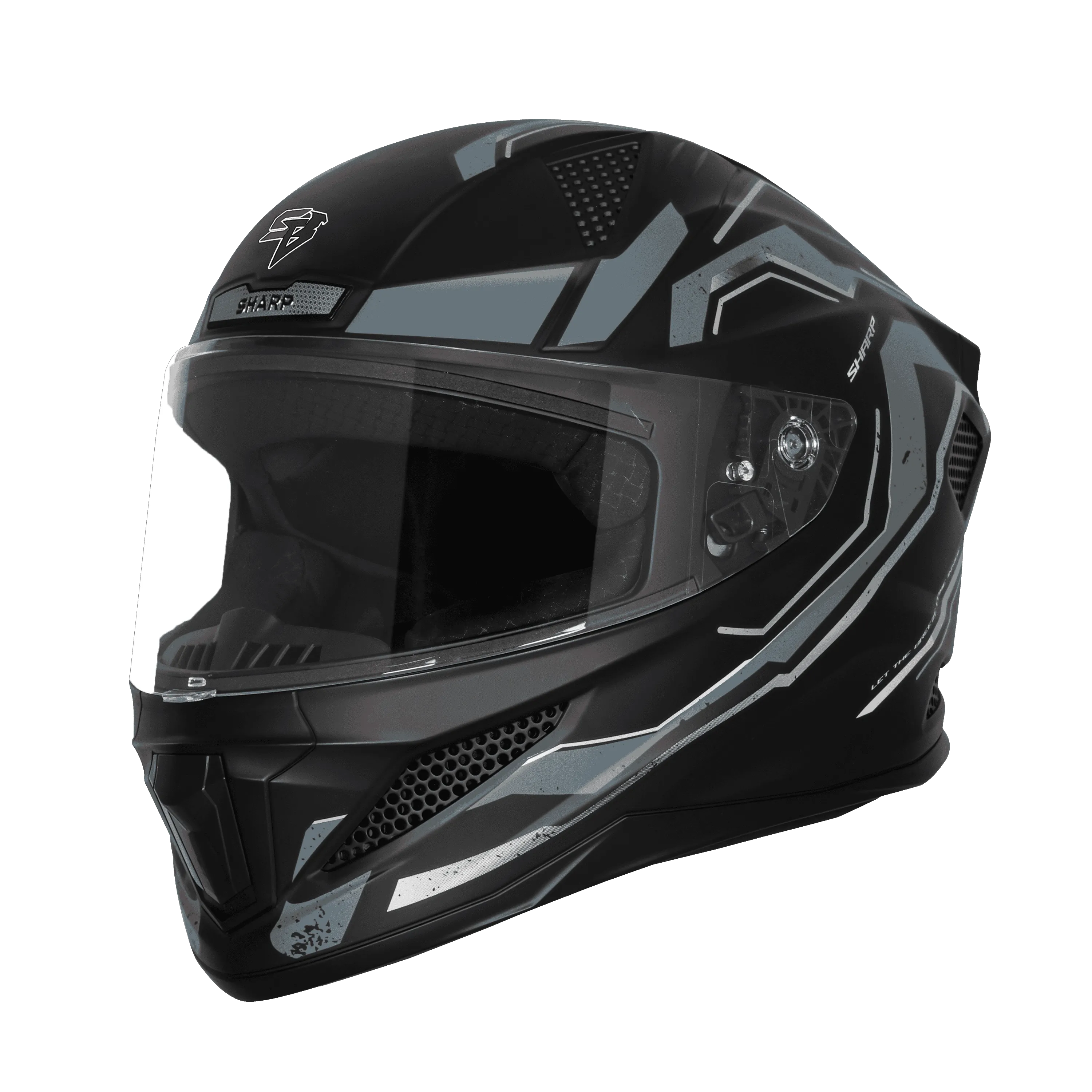 Steelbird Sbh 25 Sharp Spirit Black Gray Full Face Helmet
