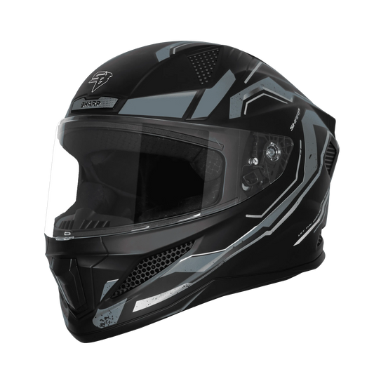 Steelbird Sbh 25 Sharp Spirit Black Gray Full Face Helmet