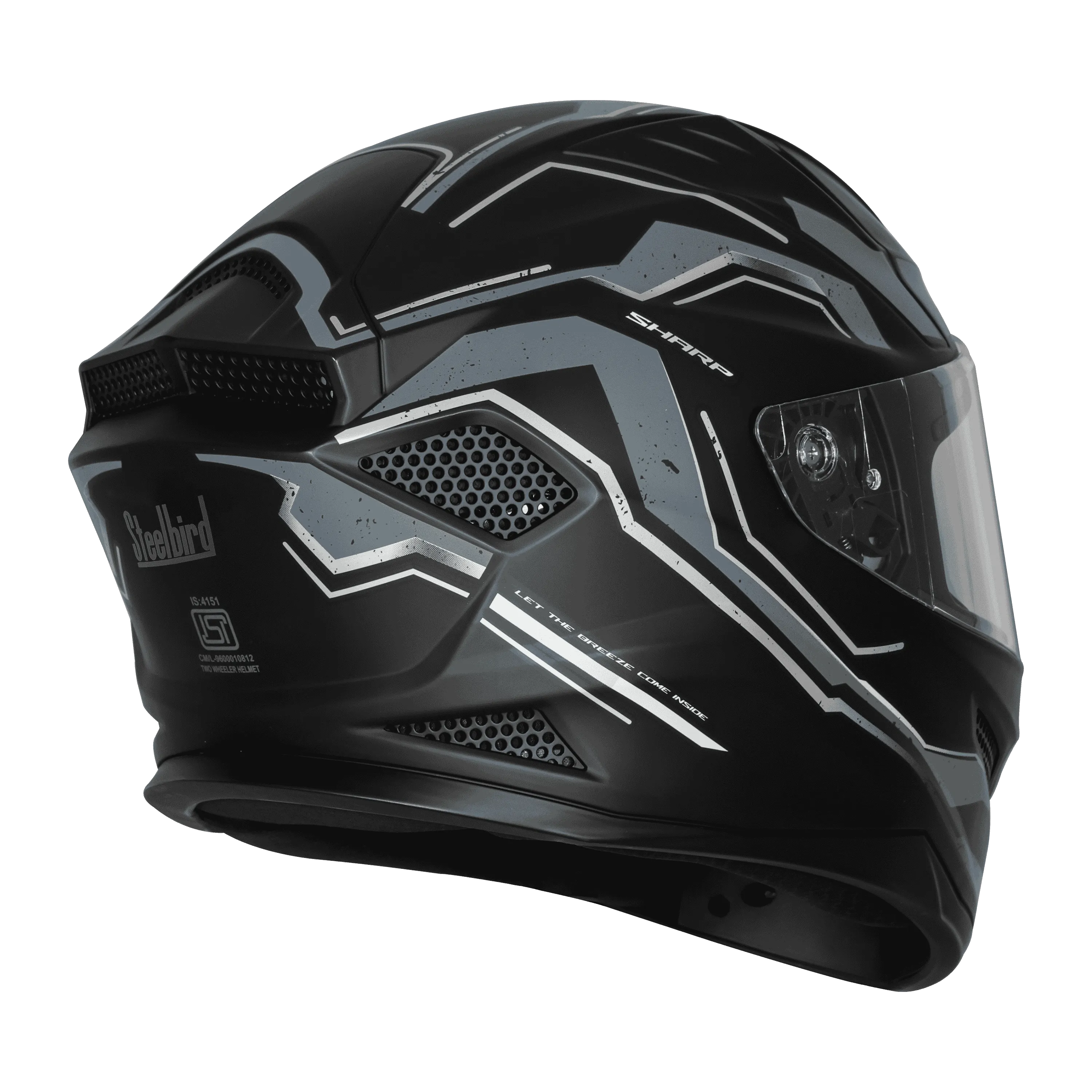 Steelbird Sbh 25 Sharp Spirit Black Gray Full Face Helmet