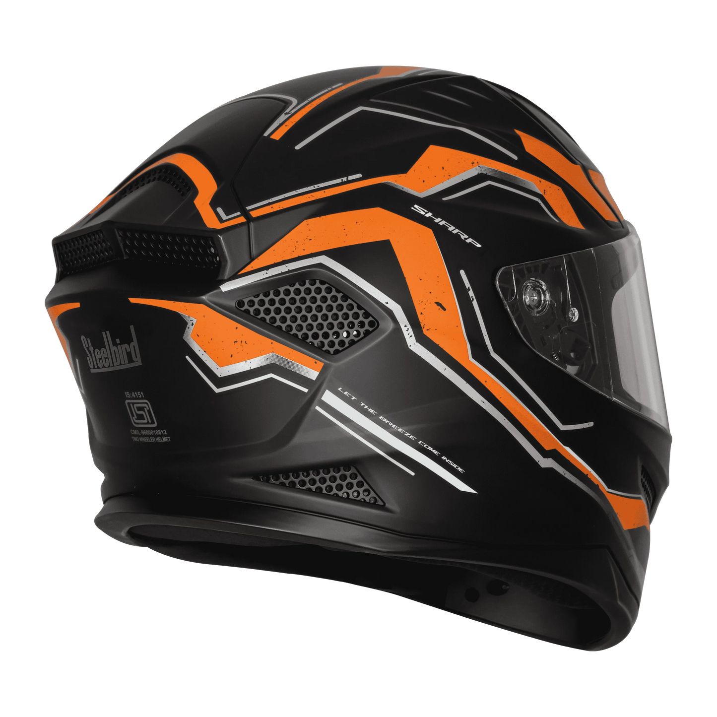 Steelbird Sbh 25 Sharp Spirit Black Orange Full Face Helmet