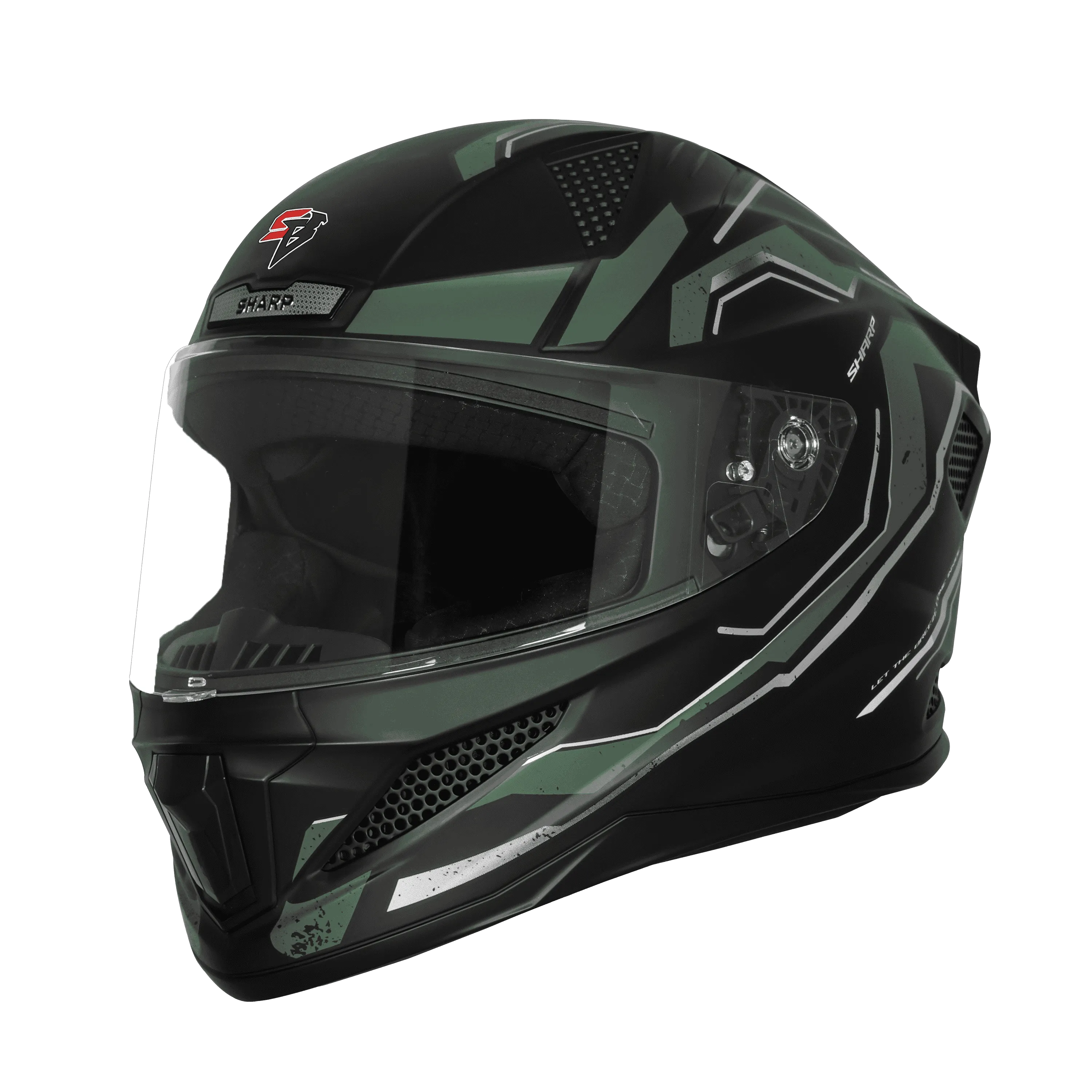 Steelbird Sbh 25 Sharp Spirit Matt Black Green Full Face Helmet