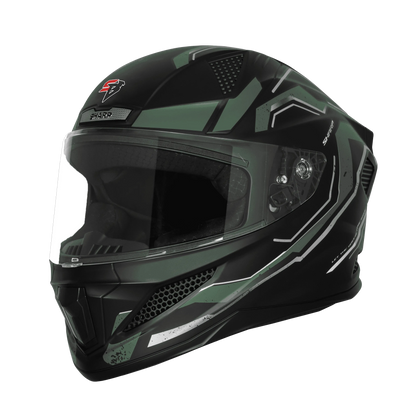 Steelbird Sbh 25 Sharp Spirit Matt Black Green Full Face Helmet