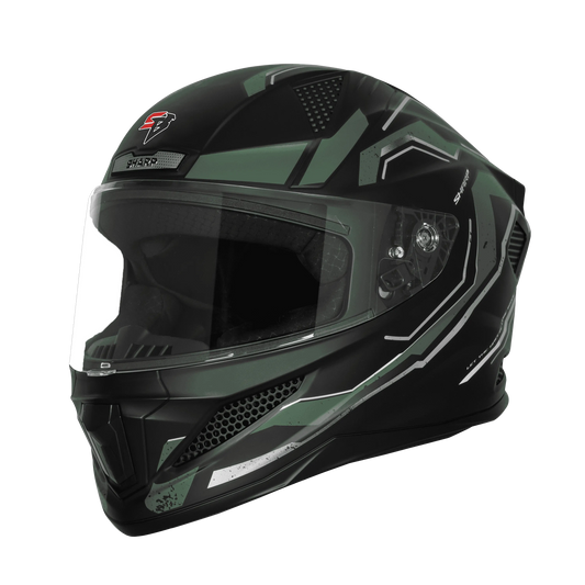 Steelbird Sbh 25 Sharp Spirit Matt Black Green Full Face Helmet