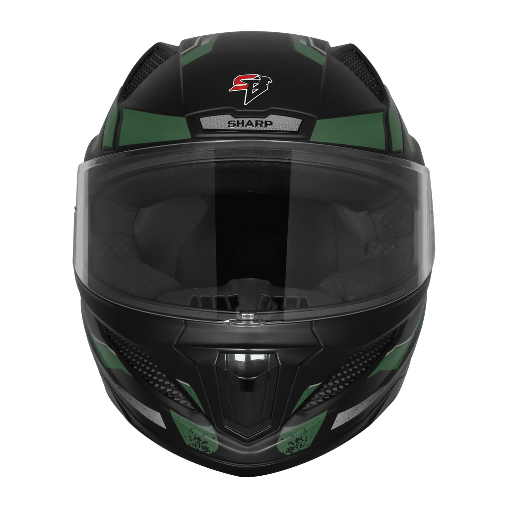 Steelbird Sbh 25 Sharp Spirit Matt Black Green Full Face Helmet