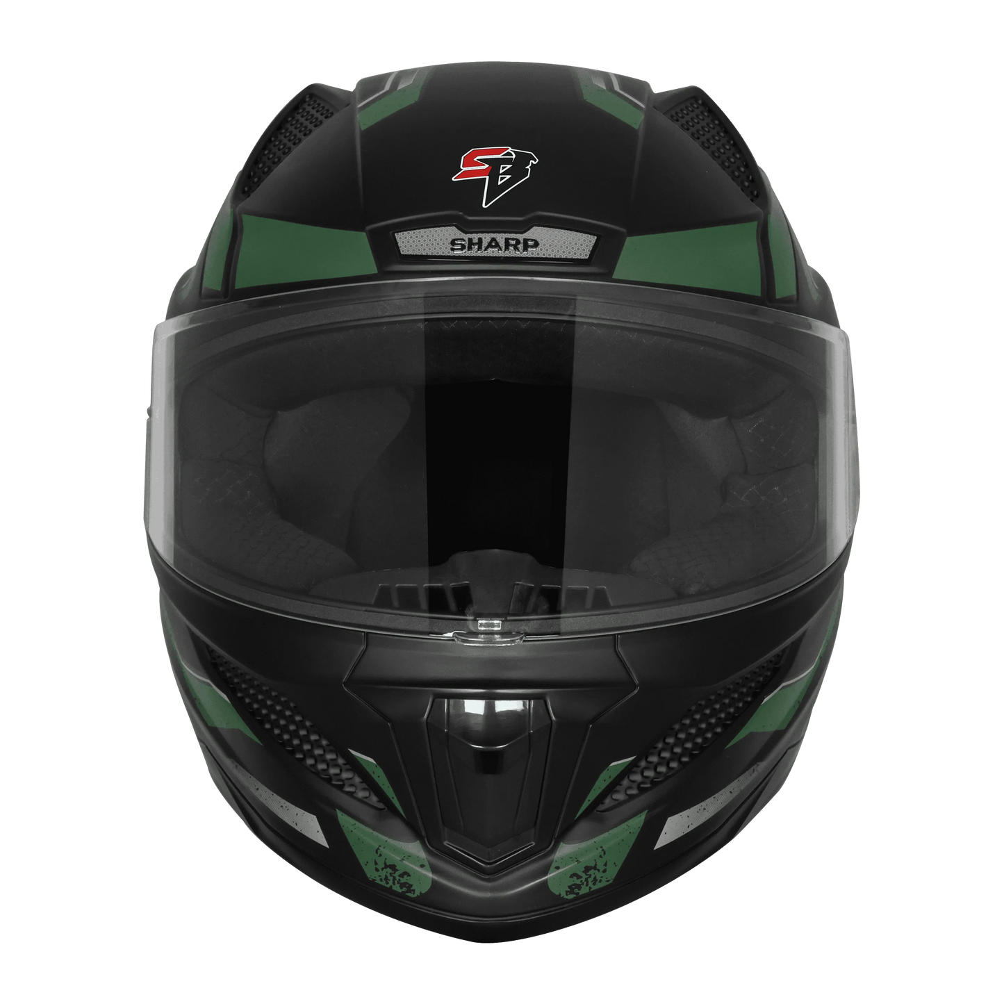 Steelbird Sbh 25 Sharp Spirit Matt Black Green Full Face Helmet