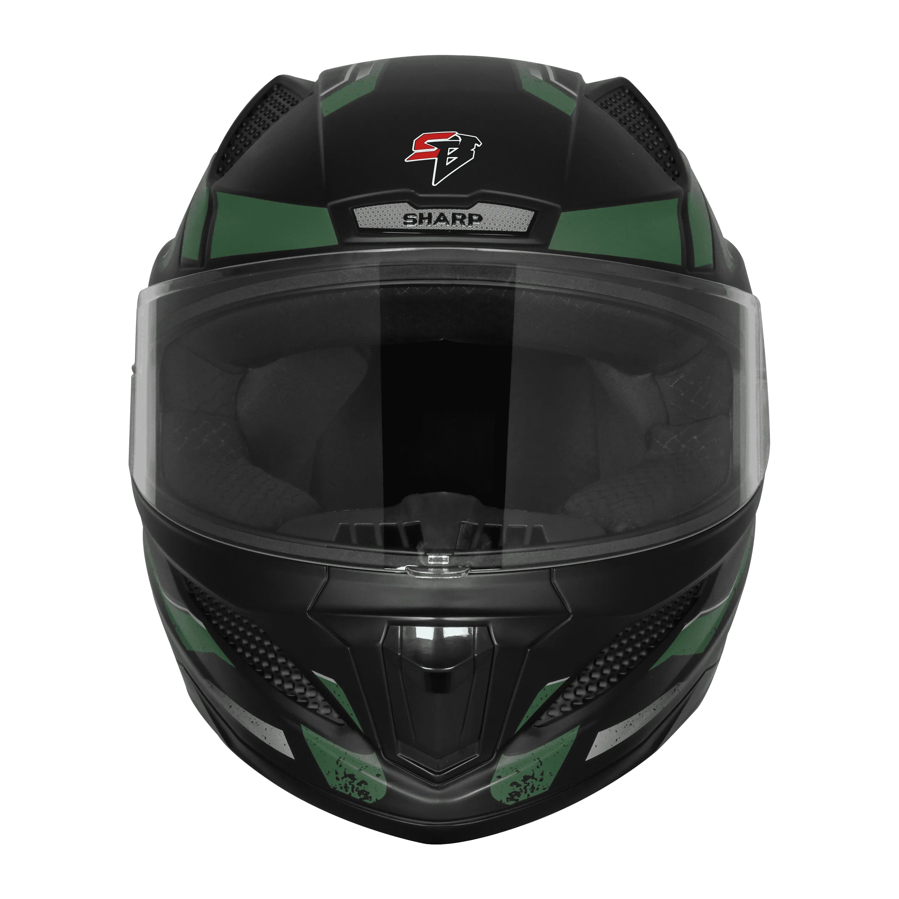 Steelbird Sbh 25 Sharp Spirit Matt Black Green Full Face Helmet