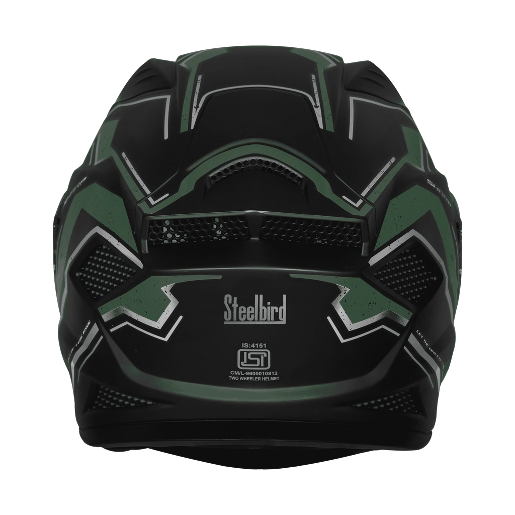 Steelbird Sbh 25 Sharp Spirit Matt Black Green Full Face Helmet