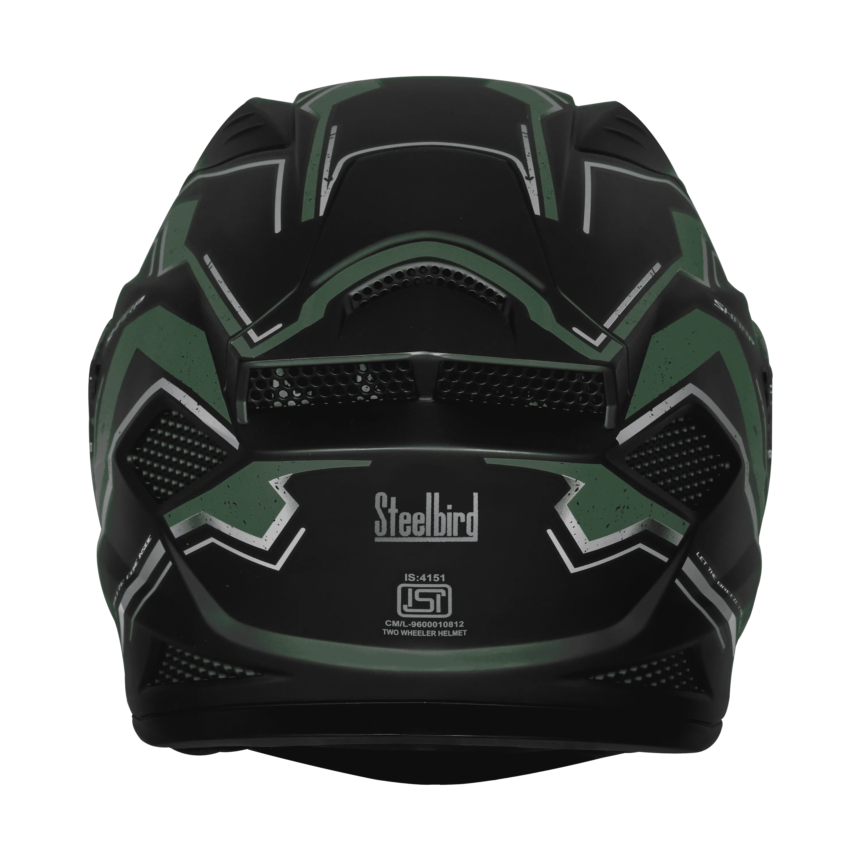 Steelbird Sbh 25 Sharp Spirit Matt Black Green Full Face Helmet