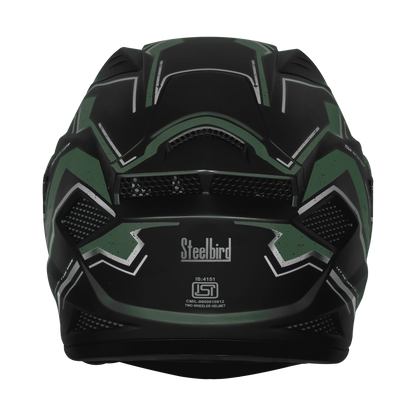 Steelbird Sbh 25 Sharp Spirit Matt Black Green Full Face Helmet