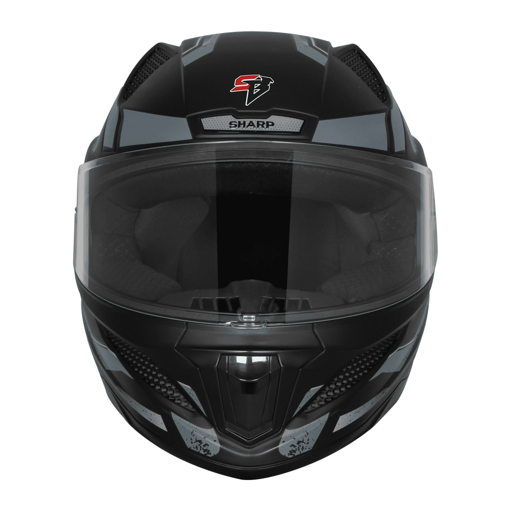 STEELBIRD Sbh 25 Sharp Spirit Matt Black Grey Full Face Helmet