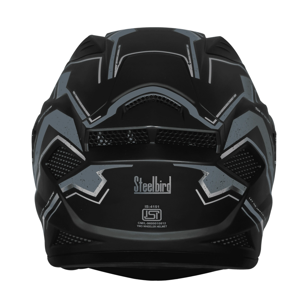 STEELBIRD Sbh 25 Sharp Spirit Matt Black Grey Full Face Helmet
