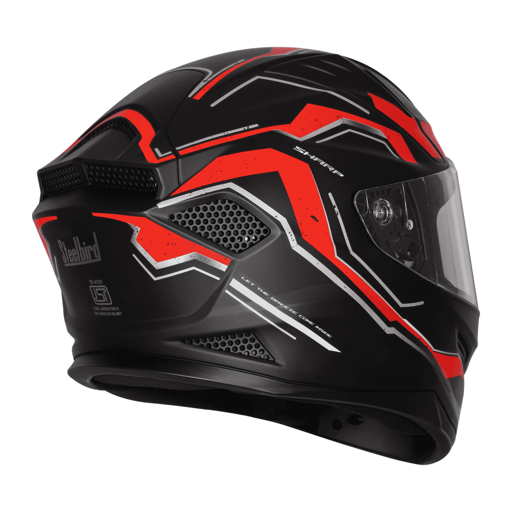 Steelbird Sbh 25 Sharp Spirit Matt Black Red Full Face Helmet