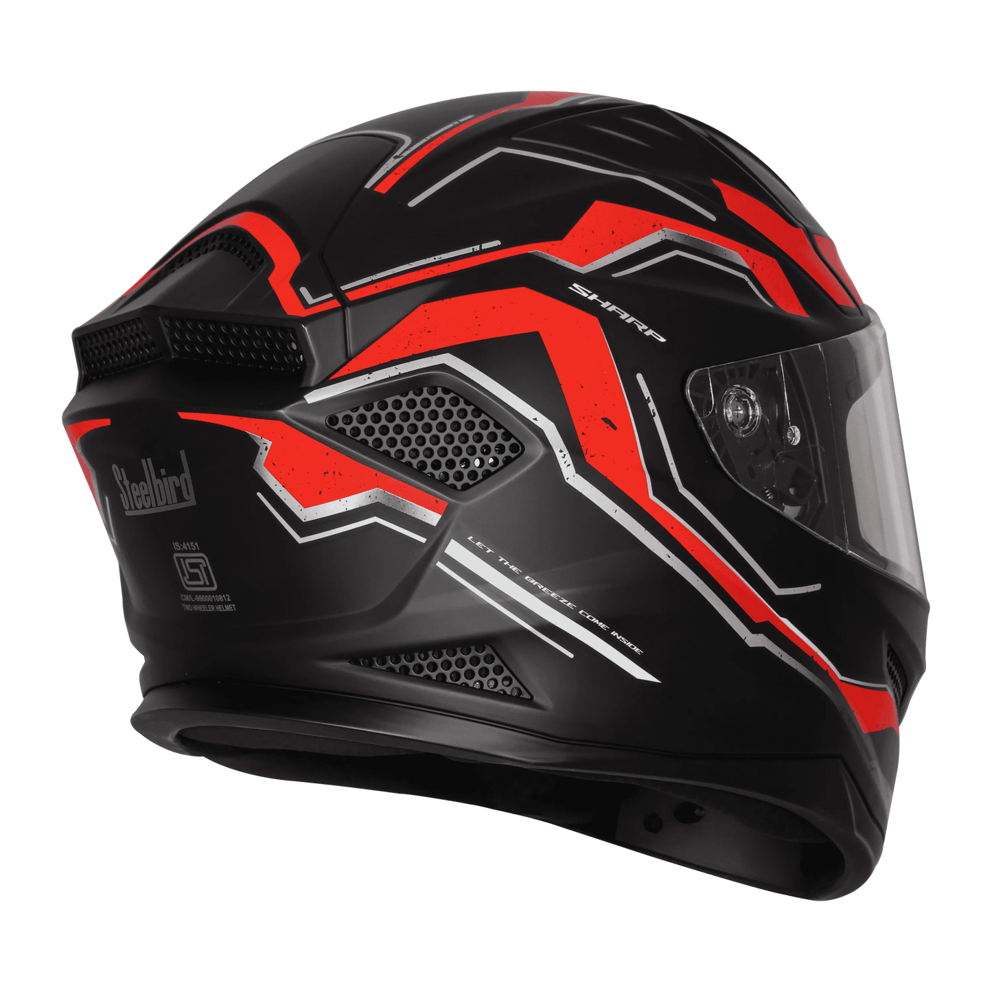 Steelbird Sbh 25 Sharp Spirit Matt Black Red Full Face Helmet