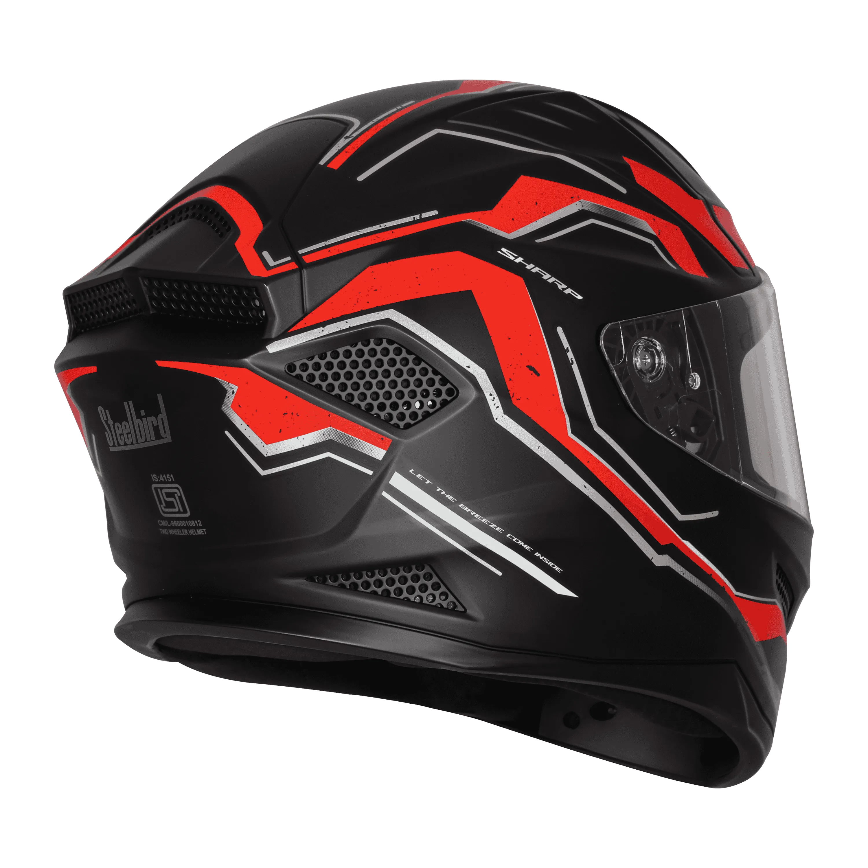 Steelbird Sbh 25 Sharp Spirit Matt Black Red Full Face Helmet