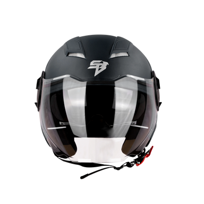 Steelbird Sbh 31 Drx Black Smoke Sun Shield Half Face Helmet
