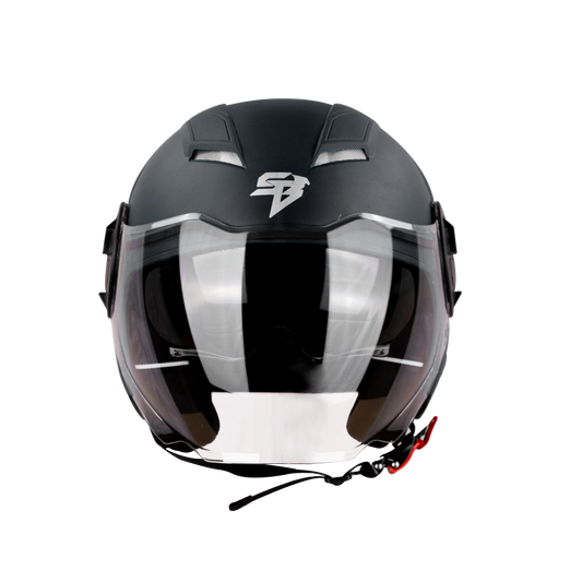 Steelbird Sbh 31 Drx Black Smoke Sun Shield Half Face Helmet