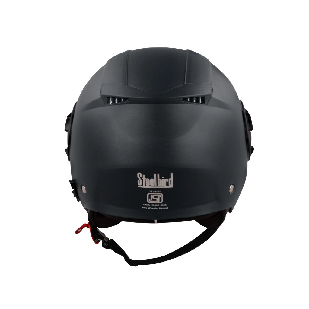 Steelbird Sbh 31 Drx Black Smoke Sun Shield Half Face Helmet