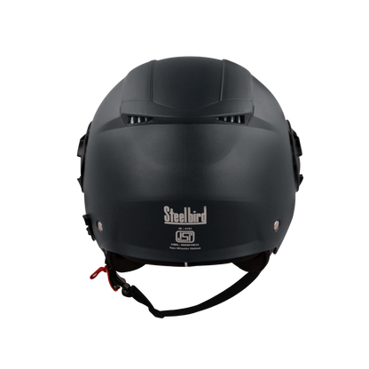 Steelbird Sbh 31 Drx Black Smoke Sun Shield Half Face Helmet
