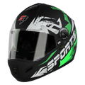 STEELBIRD Sbh 34 Iss R Sports Glsy Black Green Full Face Helmet