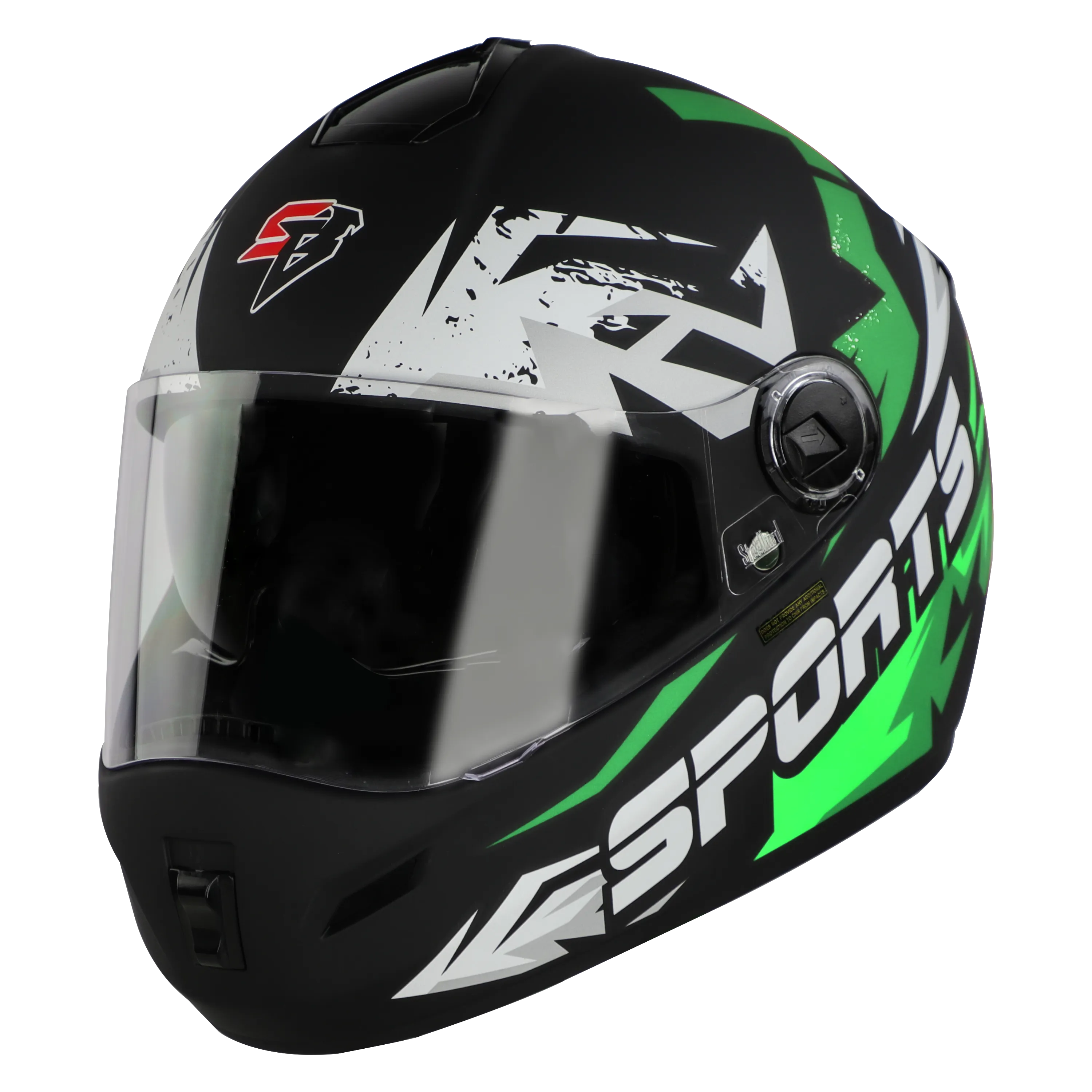 STEELBIRD Sbh 34 Iss R Sports Glsy Black Green Full Face Helmet