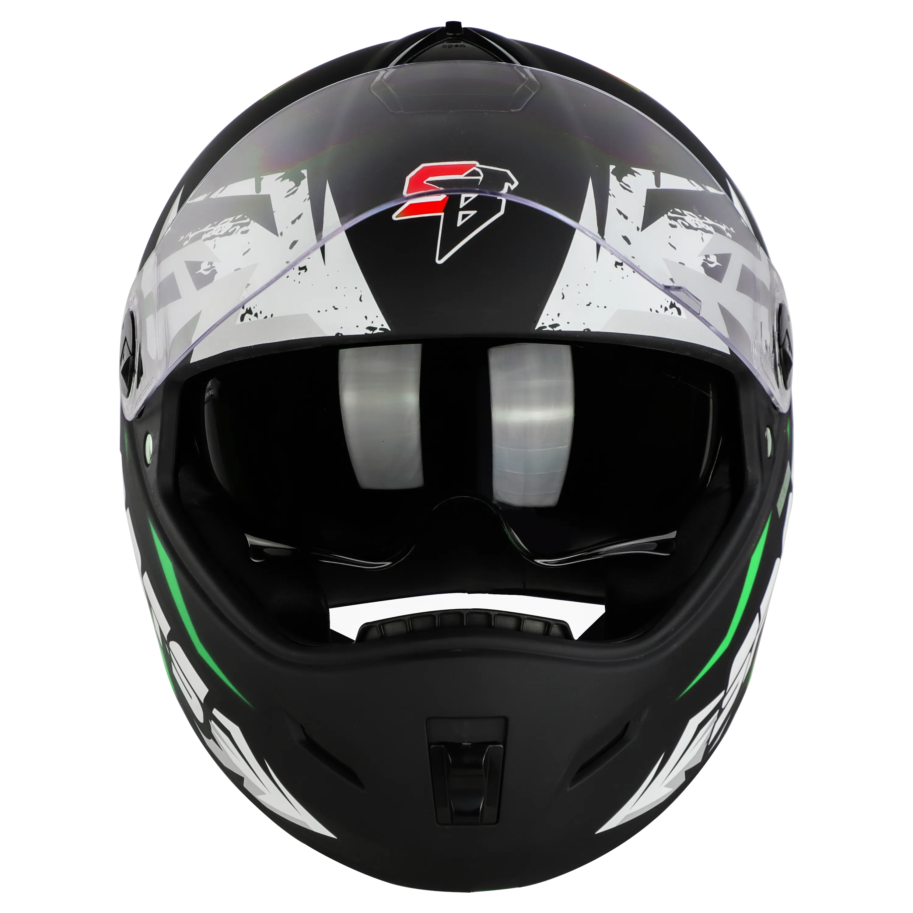 STEELBIRD Sbh 34 Iss R Sports Glsy Black Green Full Face Helmet