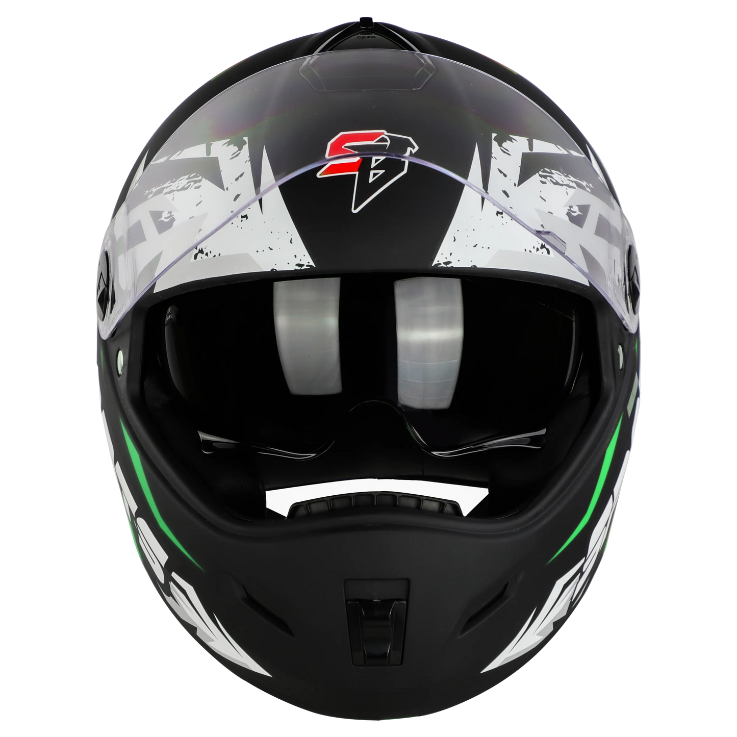 STEELBIRD Sbh 34 Iss R Sports Glsy Black Green Full Face Helmet