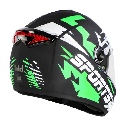 STEELBIRD Sbh 34 Iss R Sports Glsy Black Green Full Face Helmet