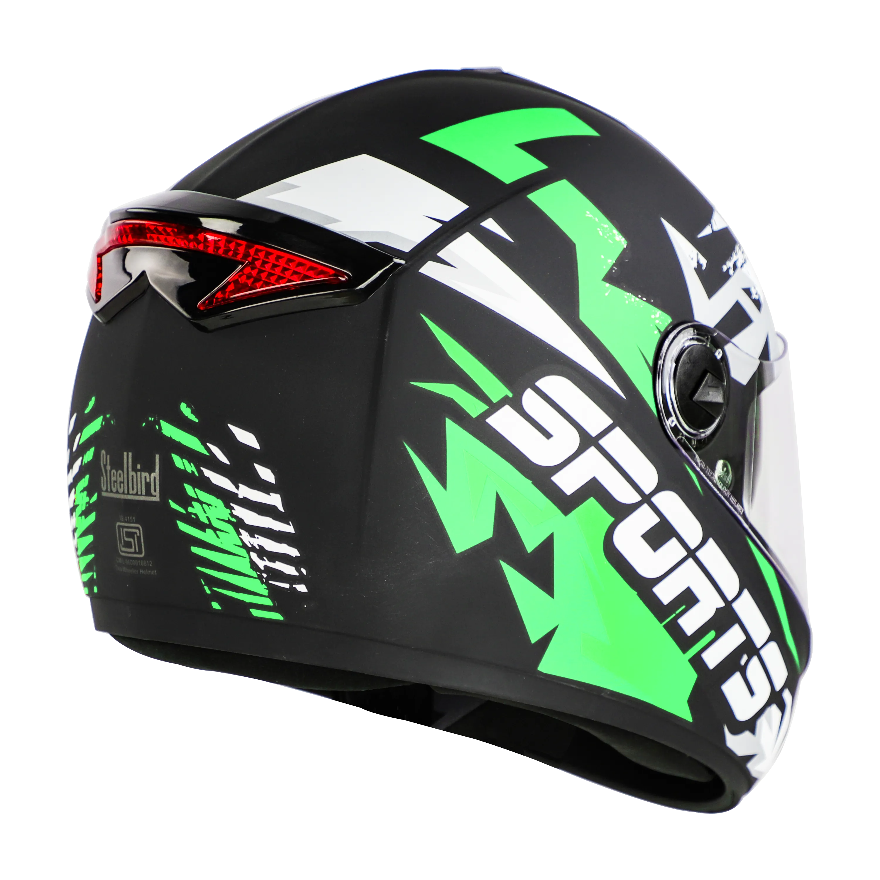 STEELBIRD Sbh 34 Iss R Sports Glsy Black Green Full Face Helmet