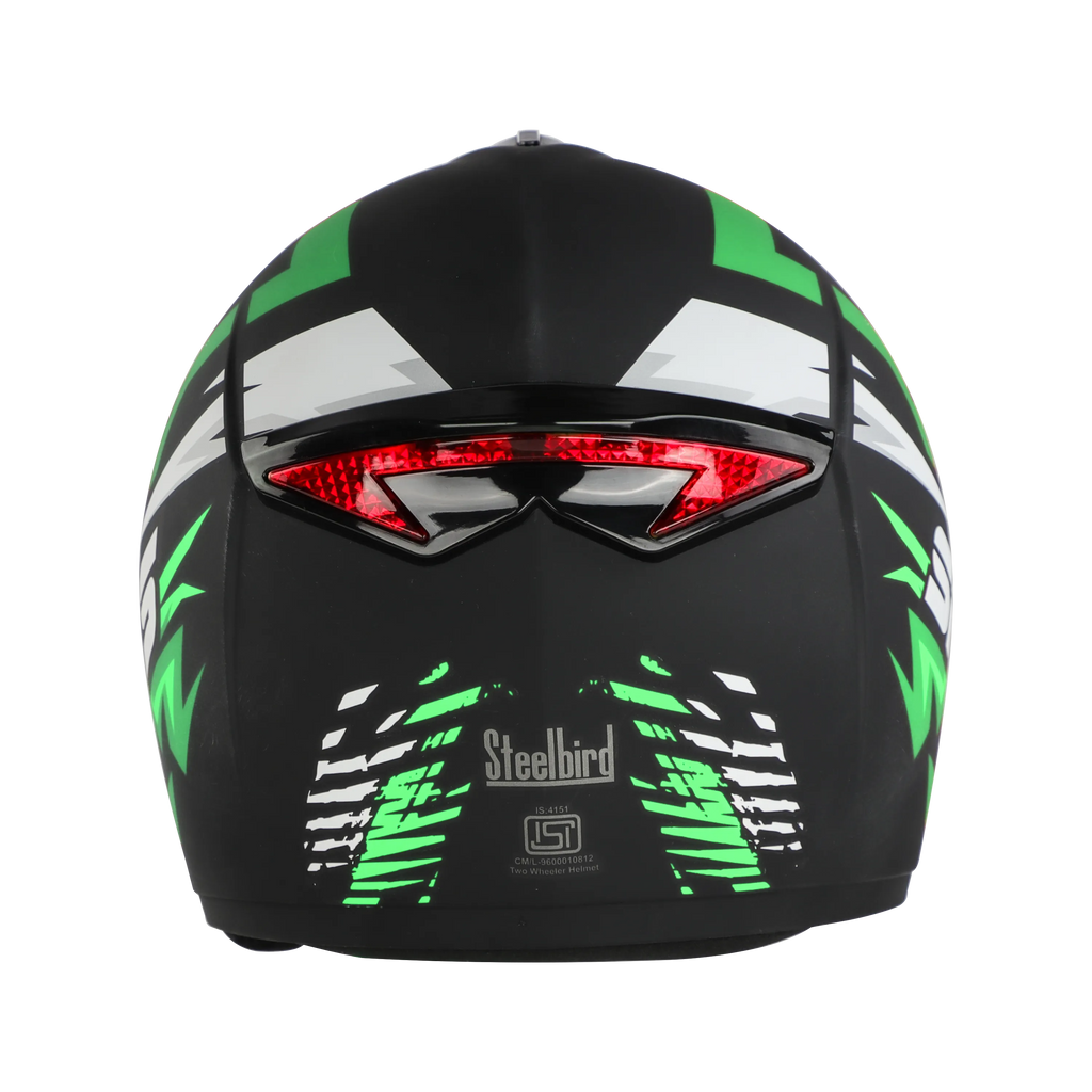 STEELBIRD Sbh 34 Iss R Sports Glsy Black Green Full Face Helmet