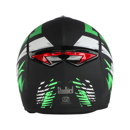 STEELBIRD Sbh 34 Iss R Sports Glsy Black Green Full Face Helmet