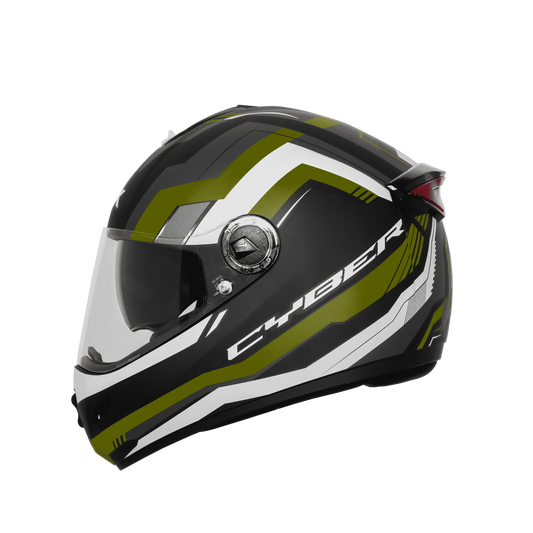 Steelbird Sbh 34 Rf Cyber Black Battle Green Full Face Helmet