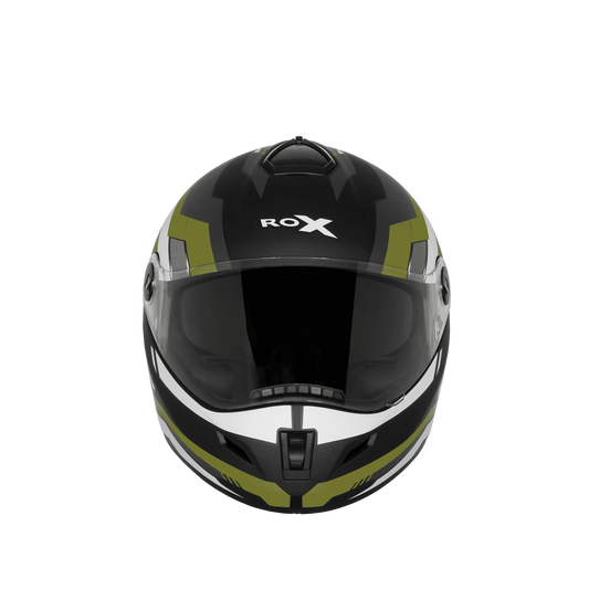 Steelbird Sbh 34 Rf Cyber Black Battle Green Full Face Helmet