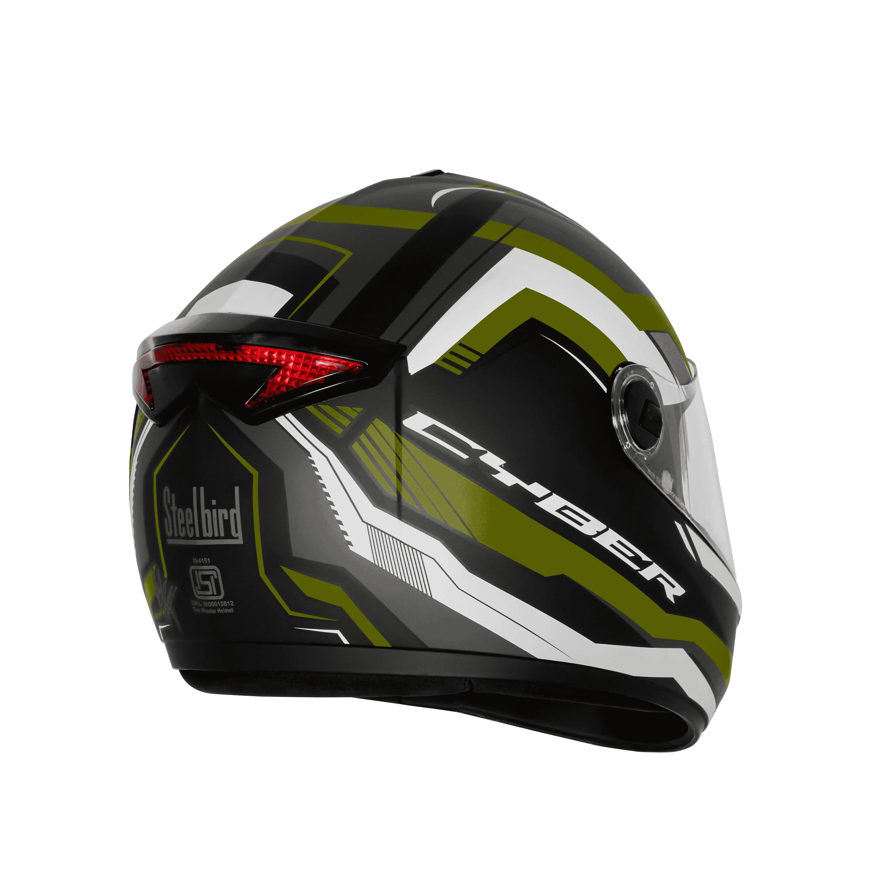 Steelbird Sbh 34 Rf Cyber Black Battle Green Full Face Helmet