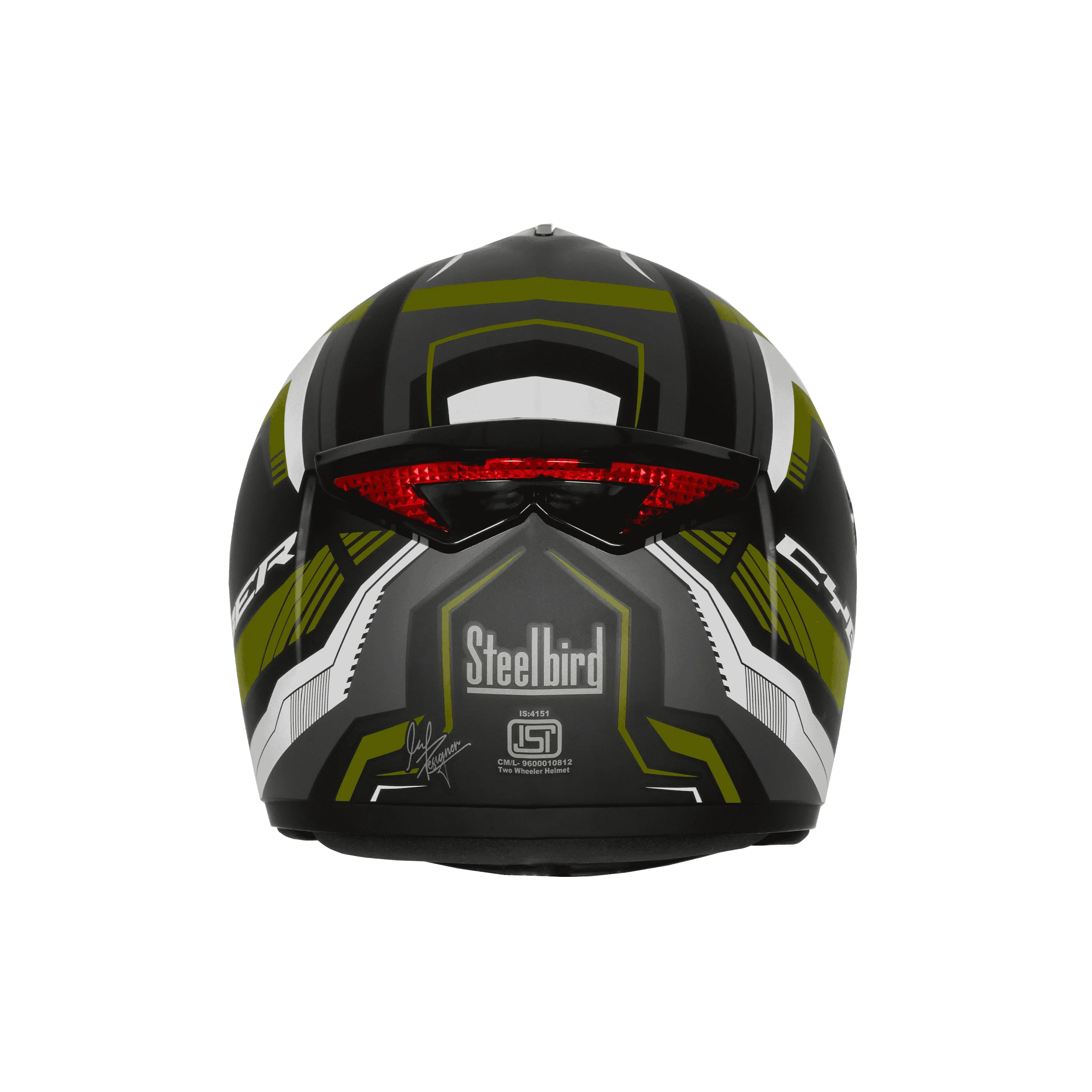 Steelbird Sbh 34 Rf Cyber Black Battle Green Full Face Helmet