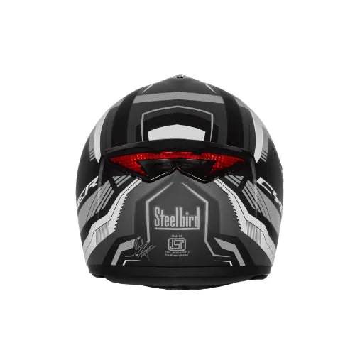 Steelbird Sbh 34 Rf Cyber Black Gray Full Face Helmet