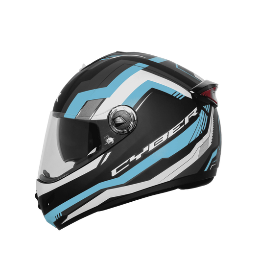 Steelbird Sbh 34 Rf Cyber Black Jazz Blue Full Face Helmet