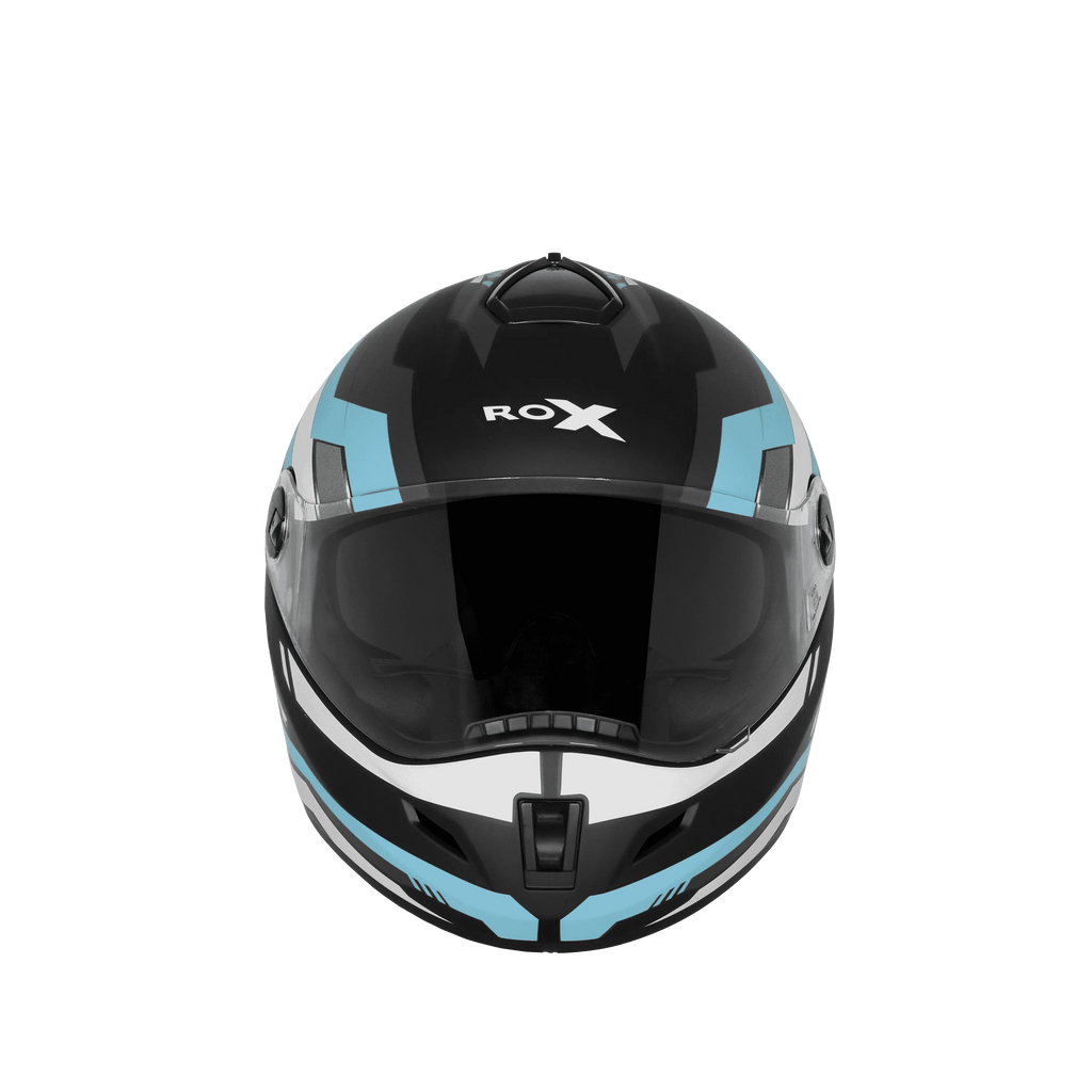 Steelbird Sbh 34 Rf Cyber Black Jazz Blue Full Face Helmet