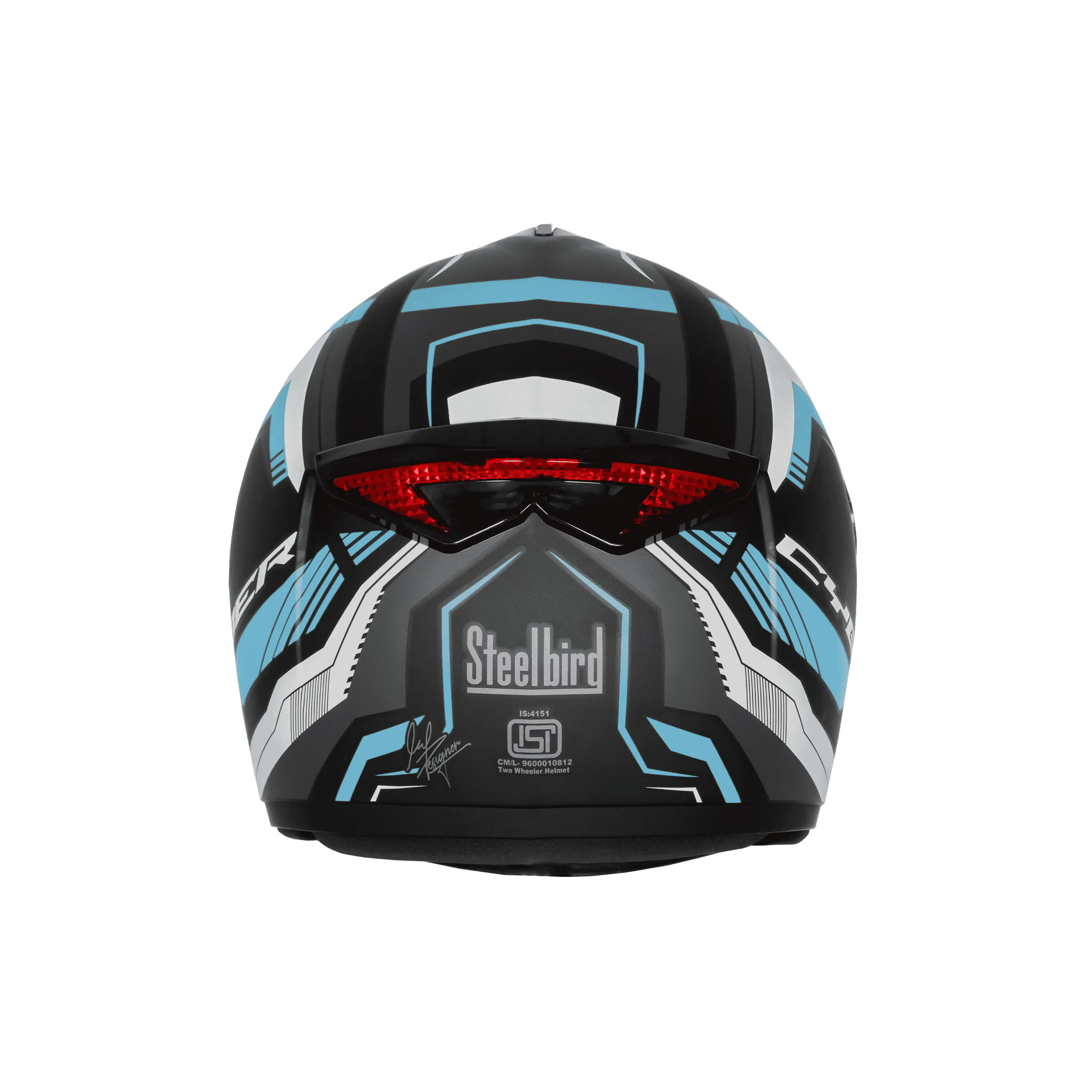 Steelbird Sbh 34 Rf Cyber Black Jazz Blue Full Face Helmet
