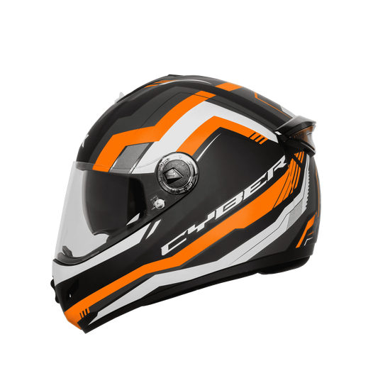 Steelbird Sbh 34 Rf Cyber Black Orange Full Face Helmet