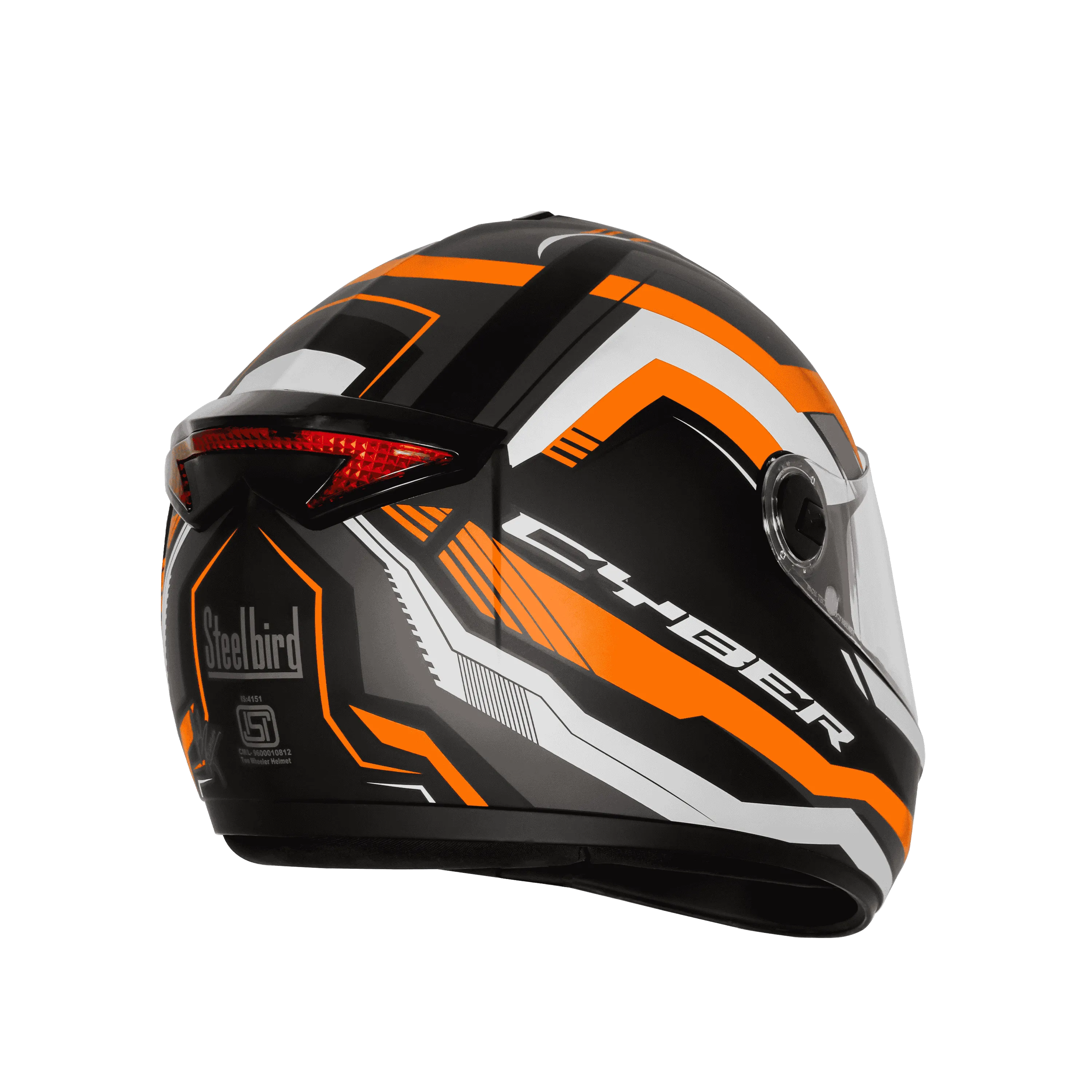 Steelbird Sbh 34 Rf Cyber Black Orange Full Face Helmet