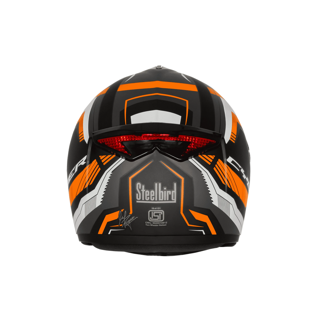 Steelbird Sbh 34 Rf Cyber Black Orange Full Face Helmet