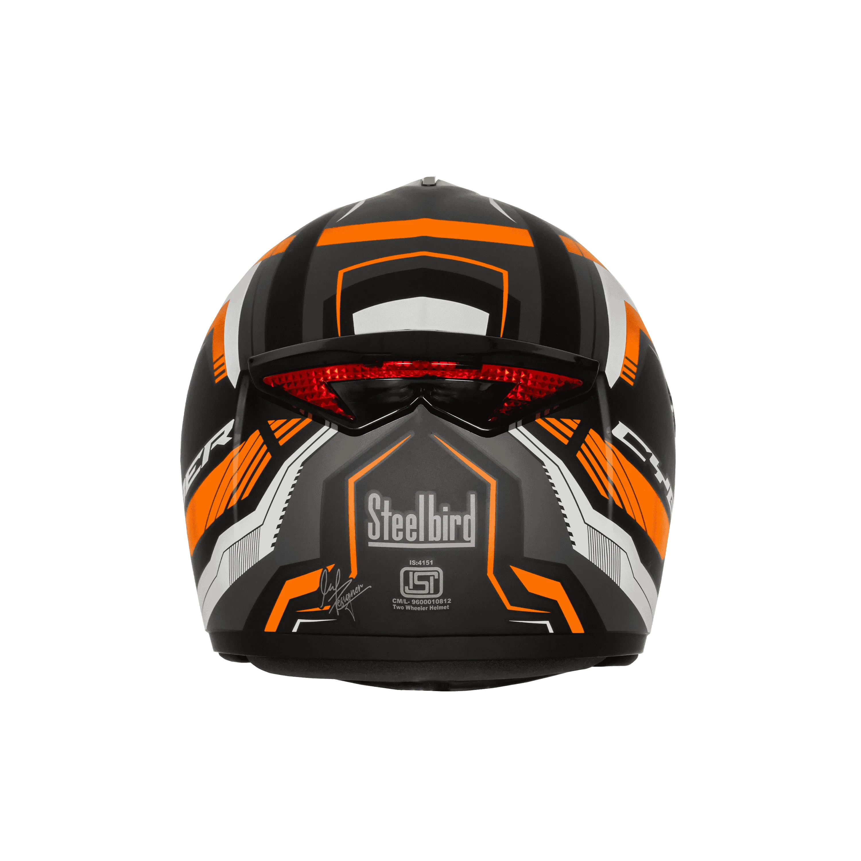 Steelbird Sbh 34 Rf Cyber Black Orange Full Face Helmet