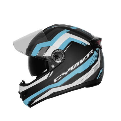 Steelbird Sbh 34 Rf Cyper Black Blue Full Face Helmet