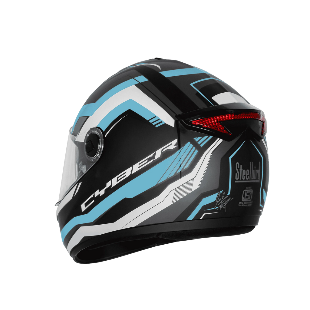 Steelbird Sbh 34 Rf Cyper Black Blue Full Face Helmet