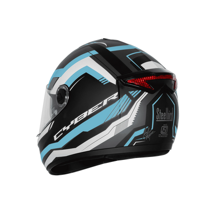 Steelbird Sbh 34 Rf Cyper Black Blue Full Face Helmet