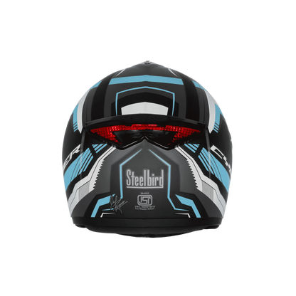Steelbird Sbh 34 Rf Cyper Black Blue Full Face Helmet